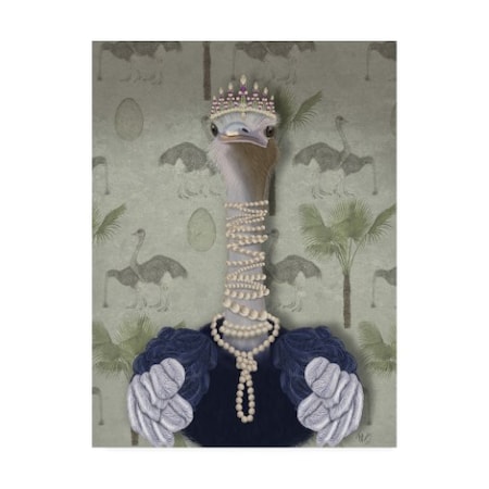 Fab Funky 'Ostrich And Pearls, Portrait' Canvas Art,24x32